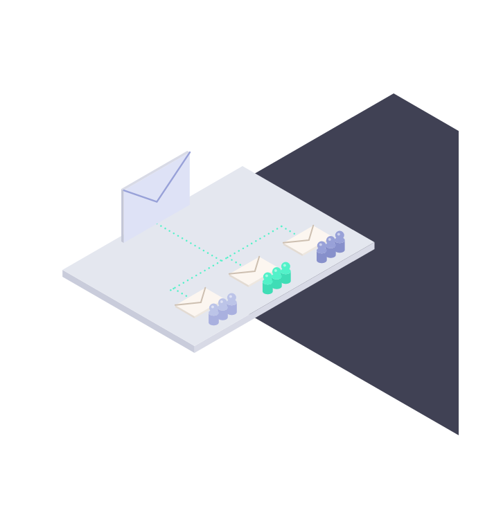 One email campaign split for three customer groups
