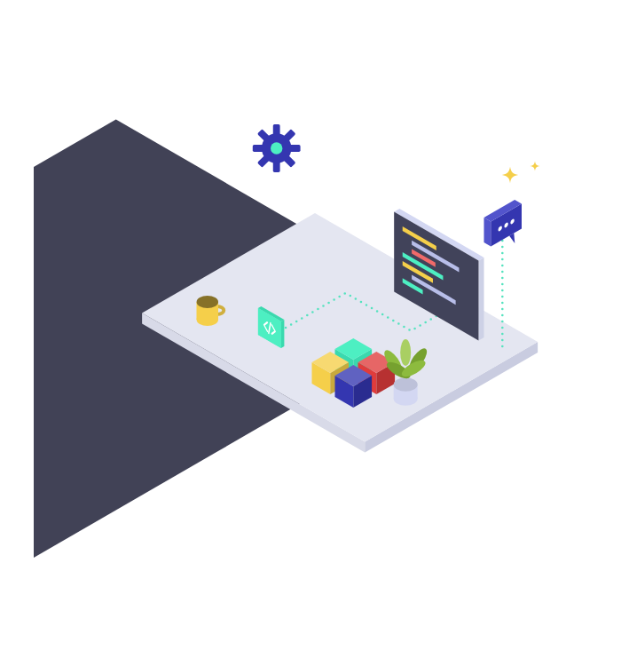 Shopify developer building store code with coloured app blocks