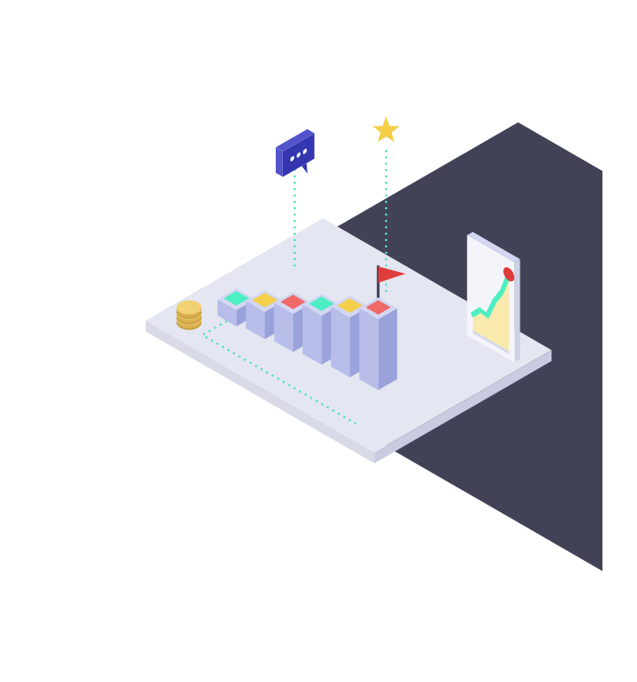 Rising sales chart with email, search and ad channels
