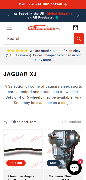Shopify Agency Portfolio Prestige Car Parts Mobile 2