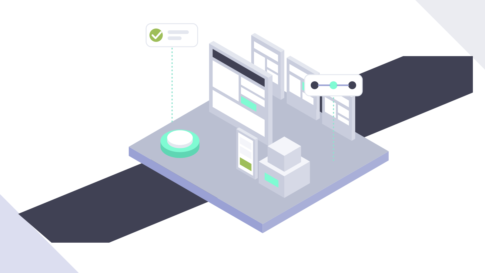 Illustration of a Shopify Plus setup with expansion stores, B2B orders, checkout and automation